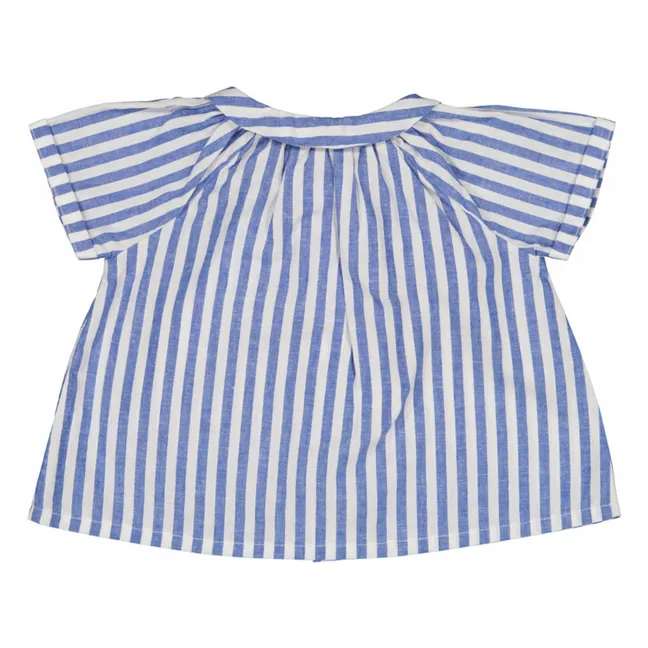 Bluse Cezanne Gestreift Leinen | Blau