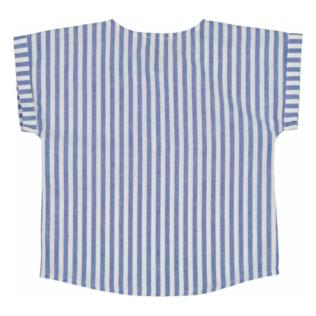 Gestreifte Bluse Leinen | Blau