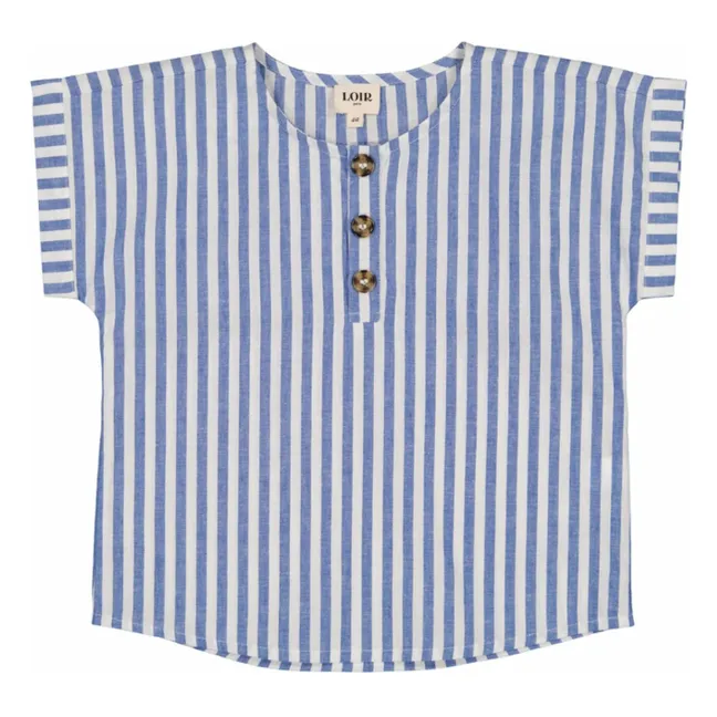 Gestreifte Bluse Leinen | Blau