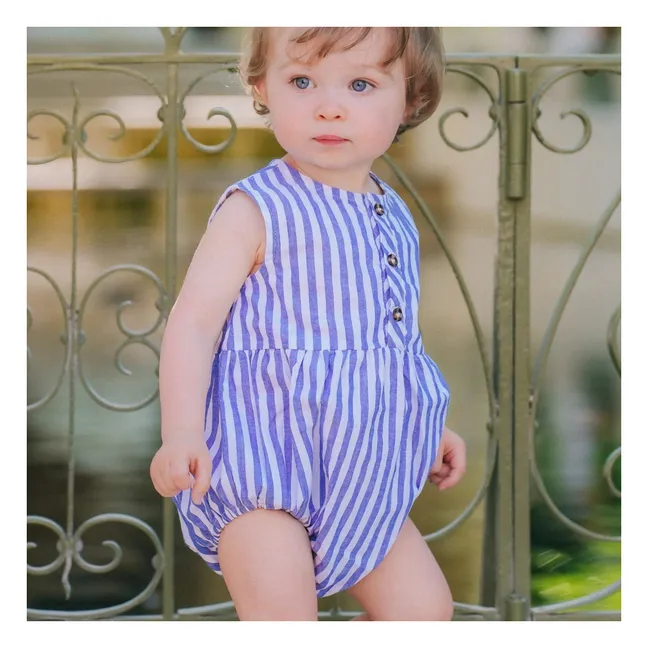 Pelele de rayas Pio Linen | Azul