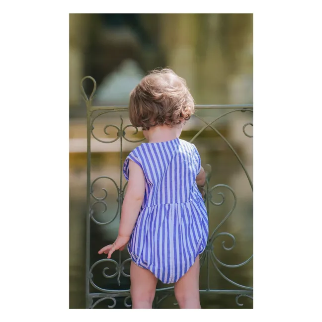 Pelele de rayas Pio Linen | Azul