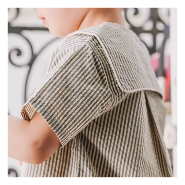 Bluse Milton Gestreift | Graublau