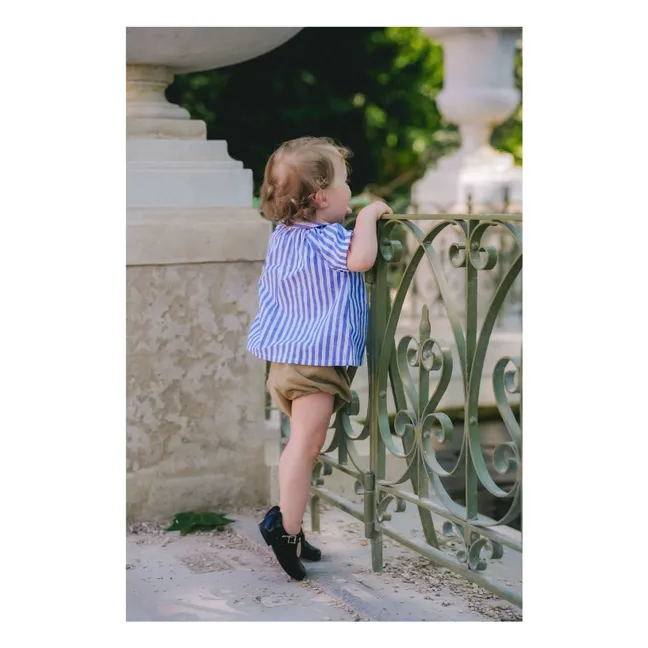 Bluse Cezanne Gestreift Leinen | Blau