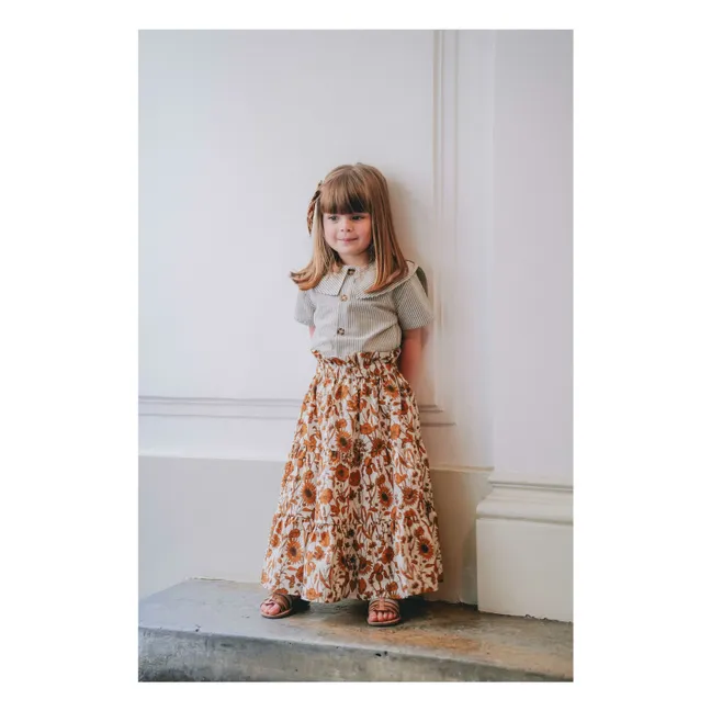 Bluse Lorette Gestreift Leinen | Graublau