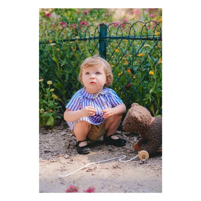 Cezanne Striped Linen Blouse | Blue