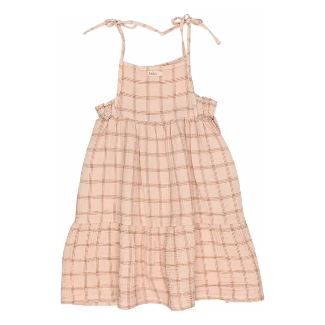 Check organic cotton dress | Pale Pink
