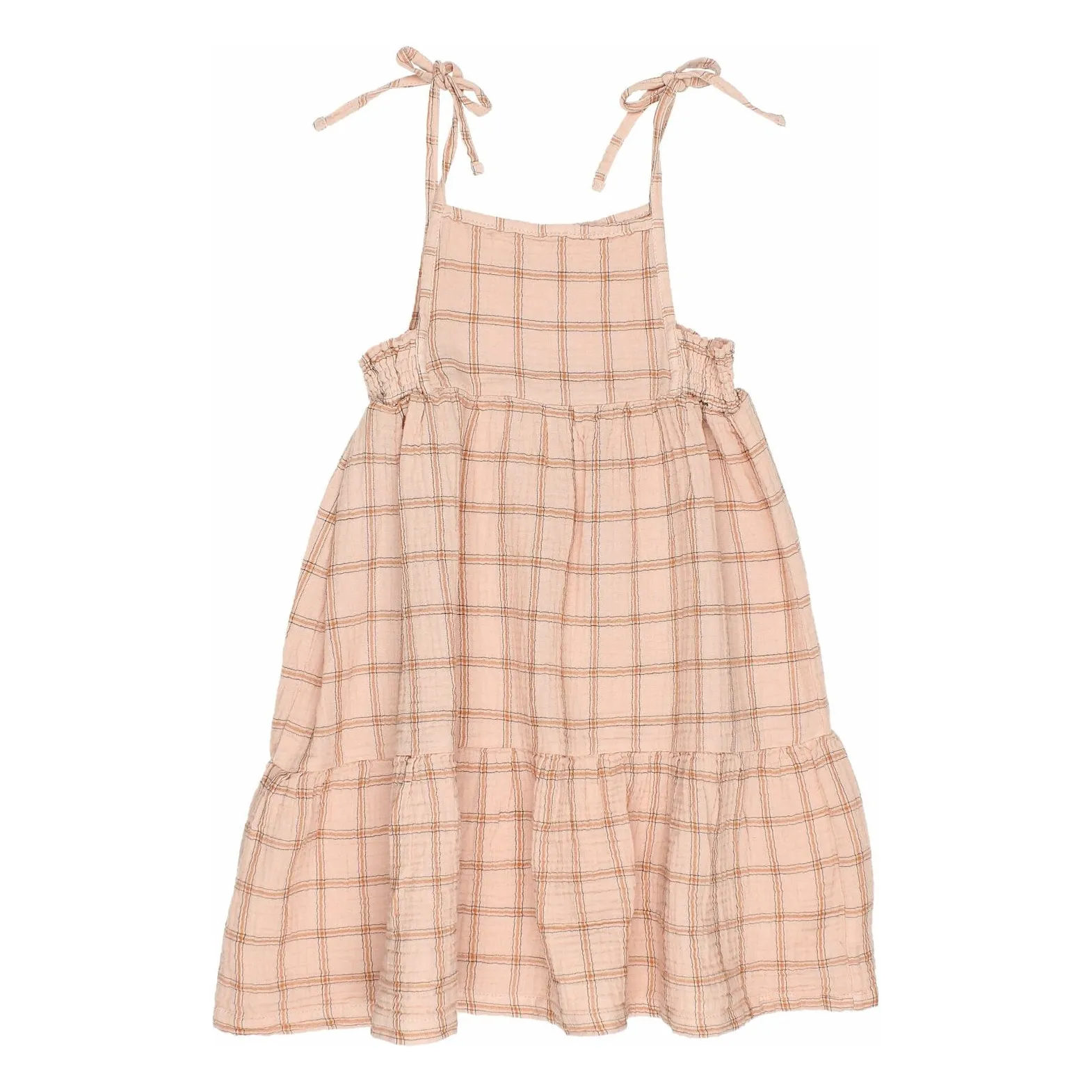 Búho Pale Pink Check Organic Cotton Dress