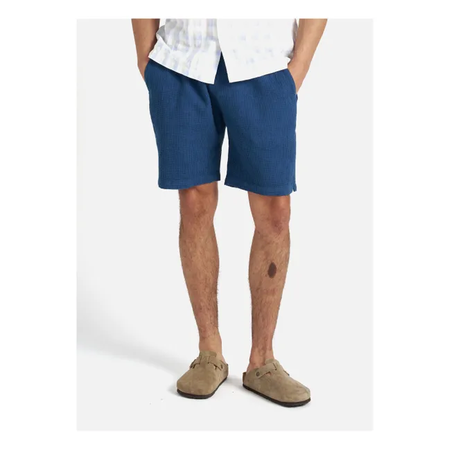 Pantalones cortos de gofre sencillo | Azul Marino