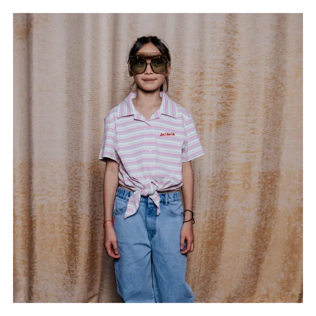 Gerippte gestreifte Bluse | Rosa