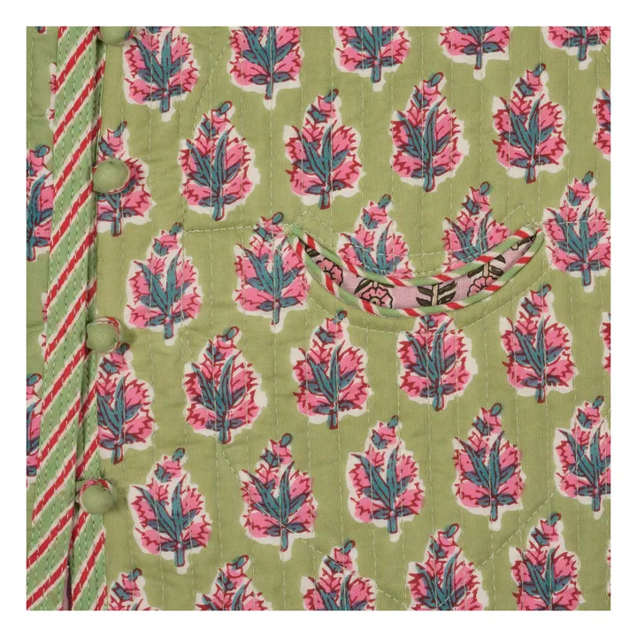 Veste Sans Manches Giverni Fleurs | Vert- Image produit n°2