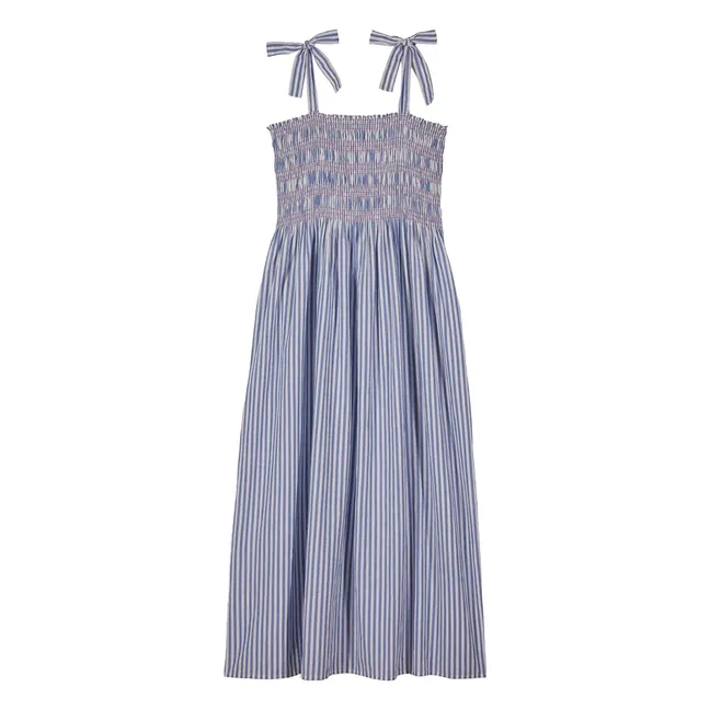 Vestido de rayas rubí | Azul