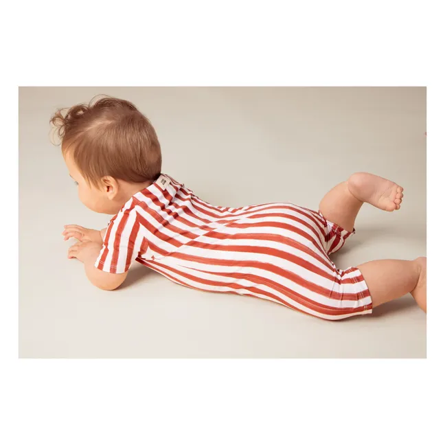 Combishort de Bain Rayé Anti-UV | Rouge