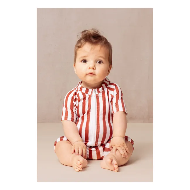 UV-Striped Bathing Suit | Red