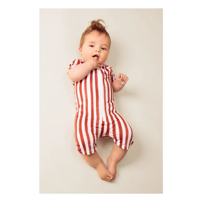UV-Striped Bathing Suit | Red