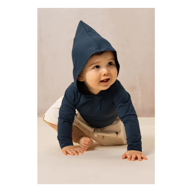 Anti-UV hooded T-shirt  | Navy blue