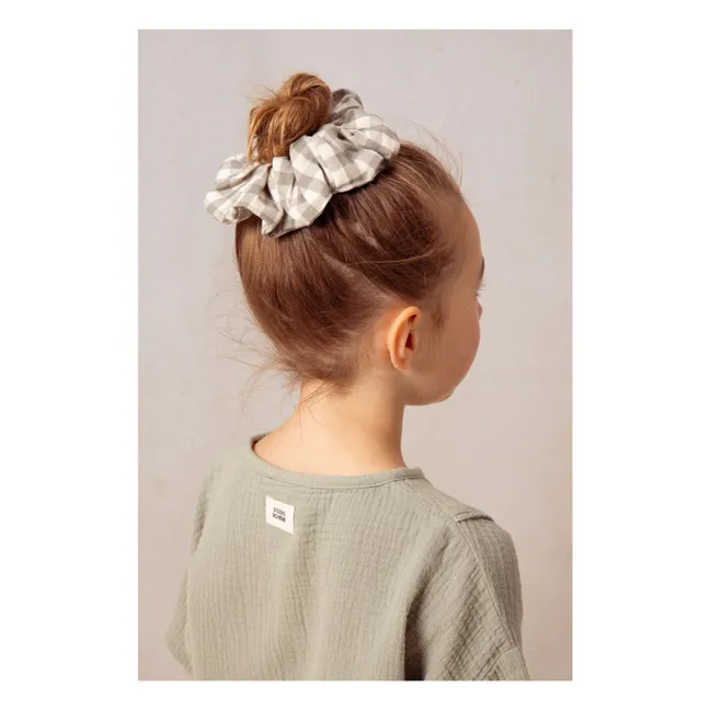Gasa de algodón Chouchou Vichy | Gris verdoso