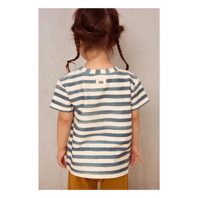 T-shirt a righe in cotone biologico | Blu