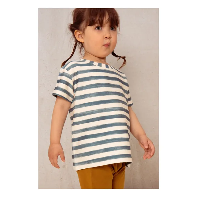 T-shirt a righe in cotone biologico | Blu