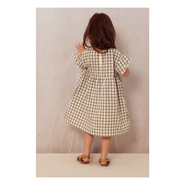Abito in garza di cotone con motivo gingham | Verderame