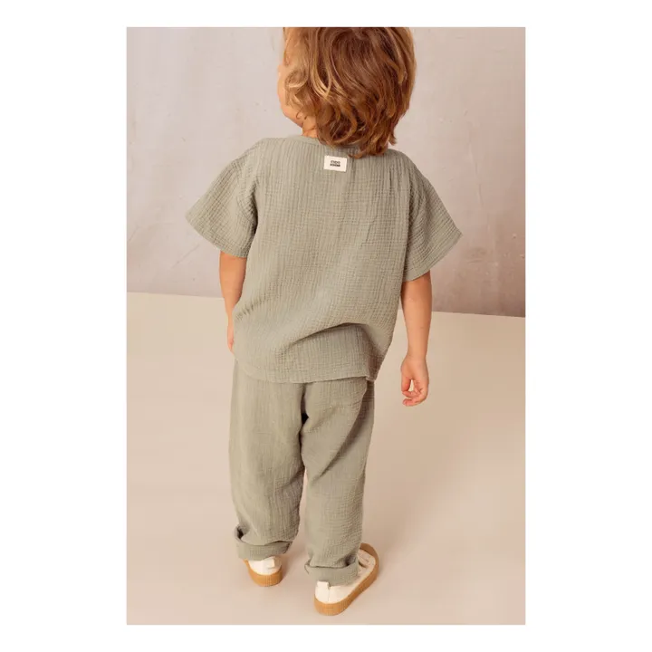 Pantalon Gaze de Coton | Vert de gris- Image produit n°7