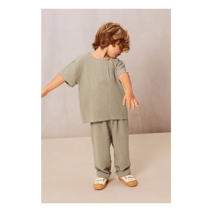 Pantalon Gaze de Coton | Vert de gris- Image produit n°6