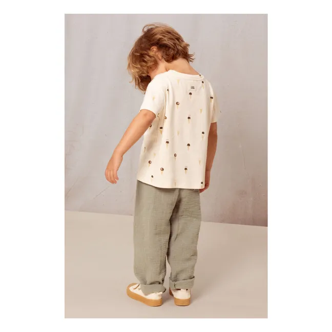 Pantalones de gasa de algodón | Verde Gris