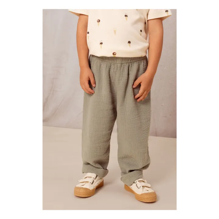 Pantalon Gaze de Coton | Vert de gris- Image produit n°2