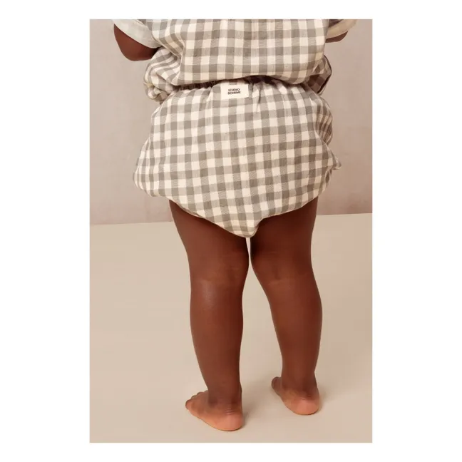 Bloomer Vichy Gaze de Coton | Gris vert