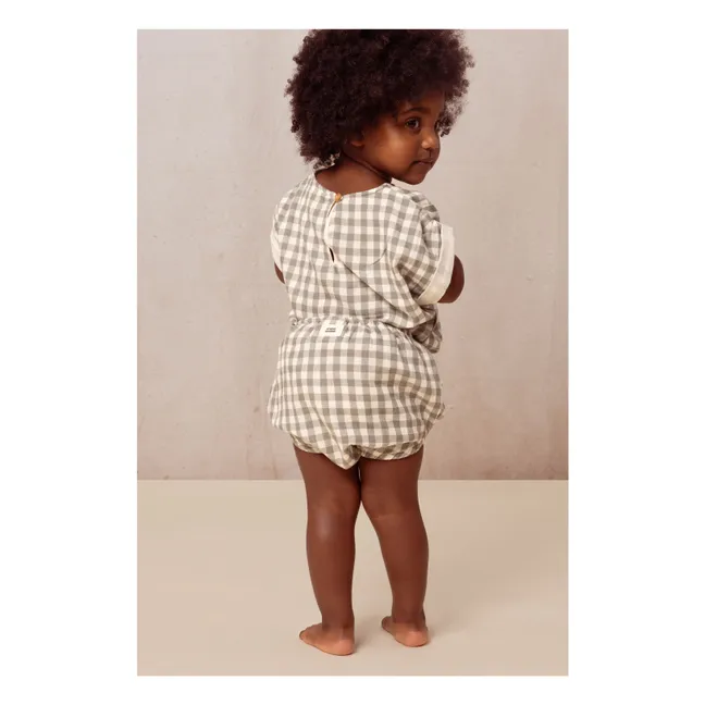 Bloomer Vichy Gaze de Coton | Gris vert