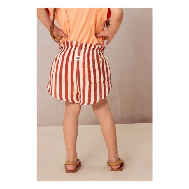 Pantalón corto de gasa de algodón a rayas | Rojo