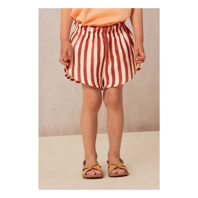 Short Rayé Gaze de Coton | Rouge