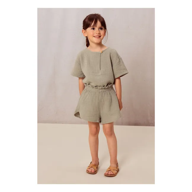 Baumwoll-Gaze-Shorts | Khaki