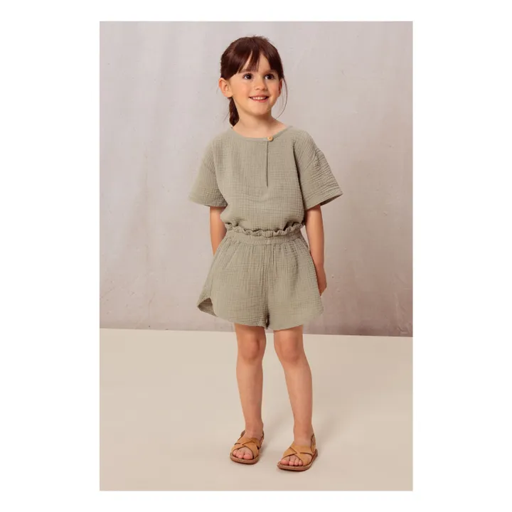 Short Gaze de Coton | Vert de gris- Image produit n°1