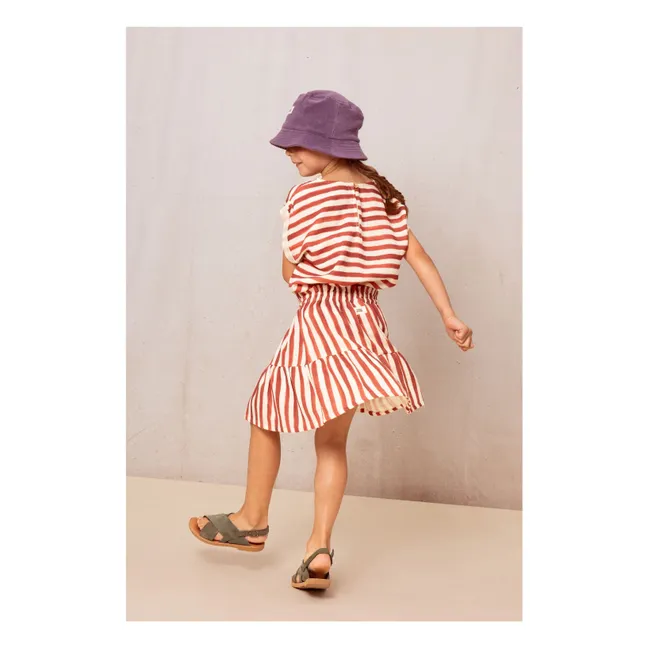 Blouse Rayée Gaze de Coton | Rouge