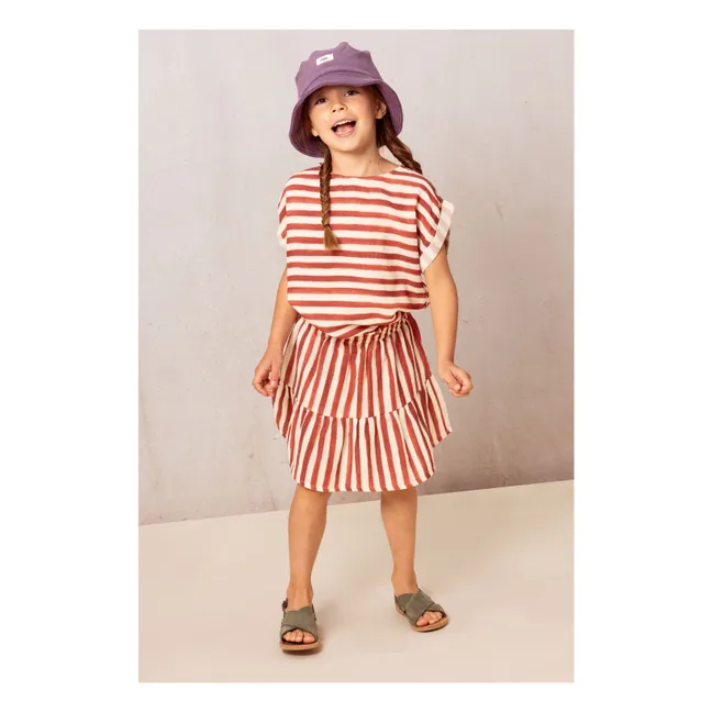Blouse Rayée Gaze de Coton | Rouge