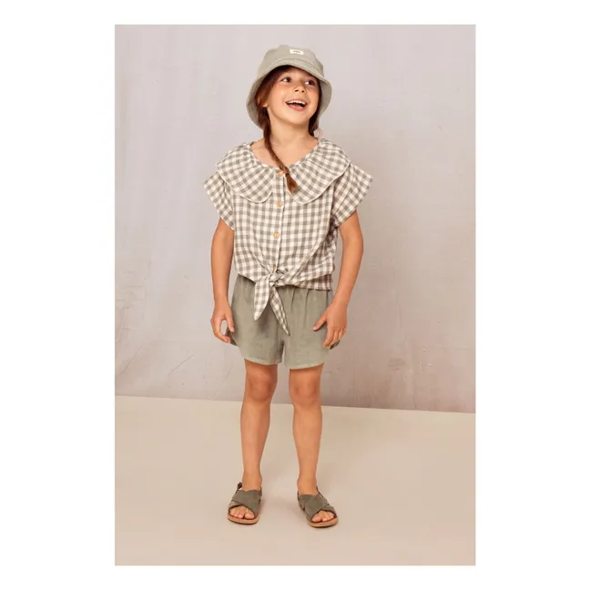 Blouse Col Claudine Vichy Gaze de Coton | Vanille