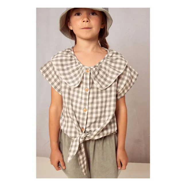 Camicetta con colletto Claudine in cotone garzato | Vaniglia
