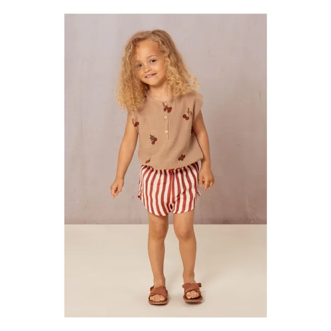 Top in cotone garzato color pomodoro | Rosa antico