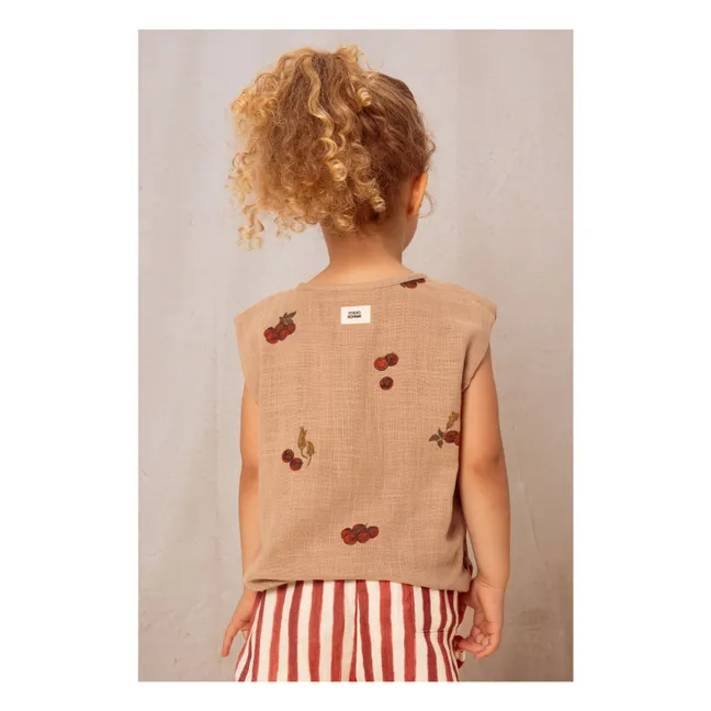 Top in cotone garzato color pomodoro | Rosa antico