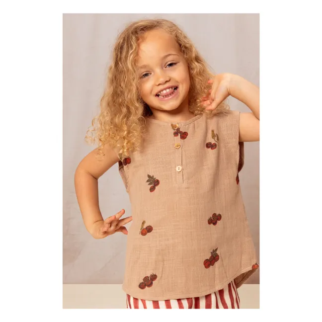 Top in cotone garzato color pomodoro | Rosa antico