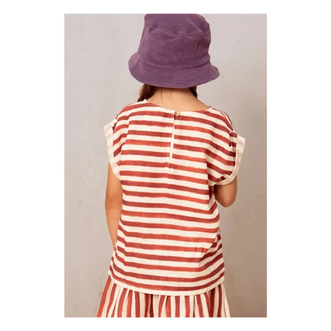 Blouse Rayée Gaze de Coton | Rouge