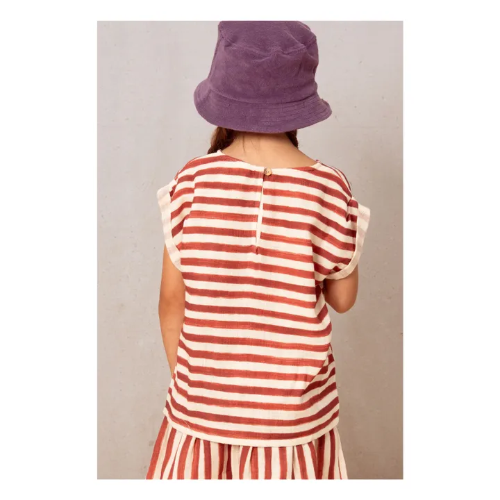 Blouse Rayée Gaze de Coton | Rouge- Image produit n°3