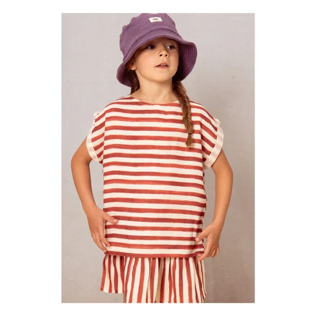 Striped blouse Cotton gauze | Red