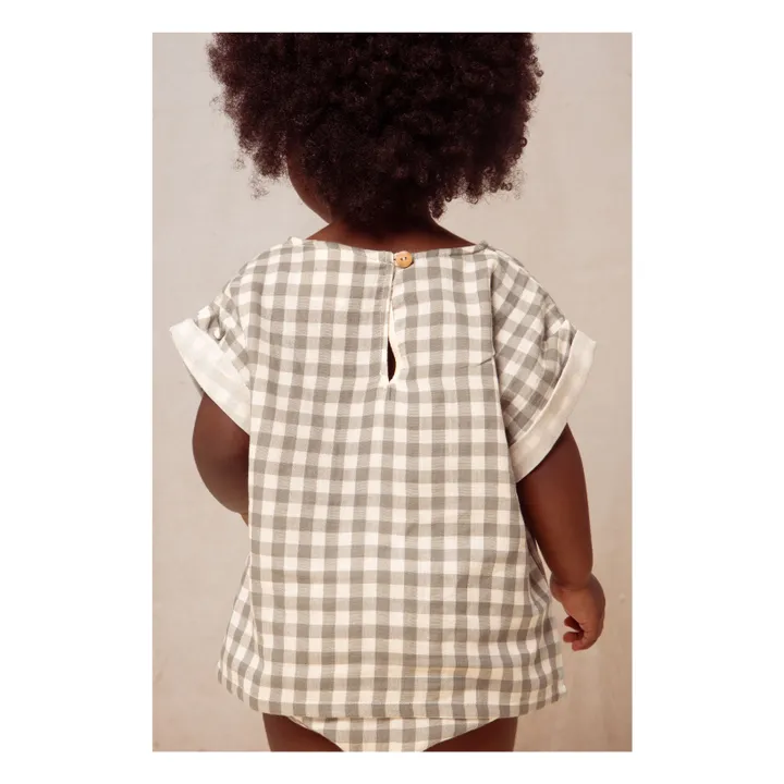 Blouse Vichy Gaze de Coton | Gris vert- Image produit n°2