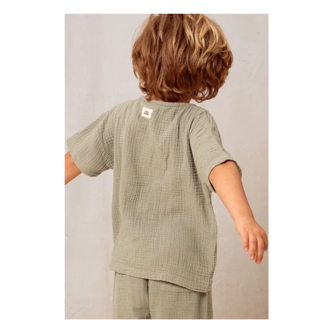 T-shirt Gaze de Coton | Vert kaki