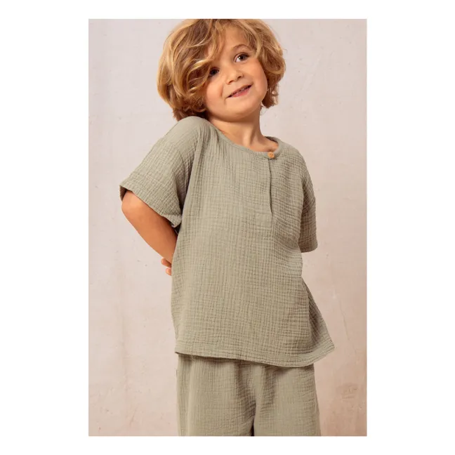 T-shirt Gaze de Coton | Vert kaki