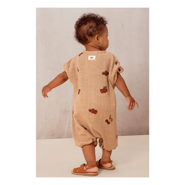 Playsuit in cotone garzato color pomodoro | Rosa antico