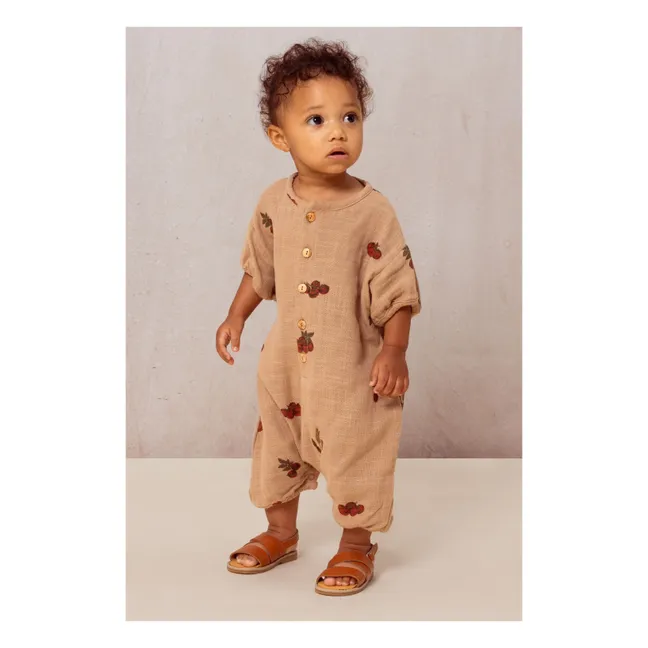 Playsuit in cotone garzato color pomodoro | Rosa antico