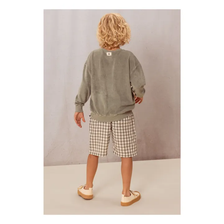 Bermuda Vichy Gaze de Coton | Gris vert- Image produit n°3