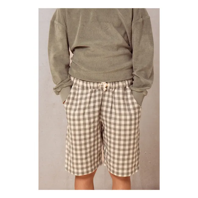 Bermuda Vichy Gaze de Coton | Gris vert